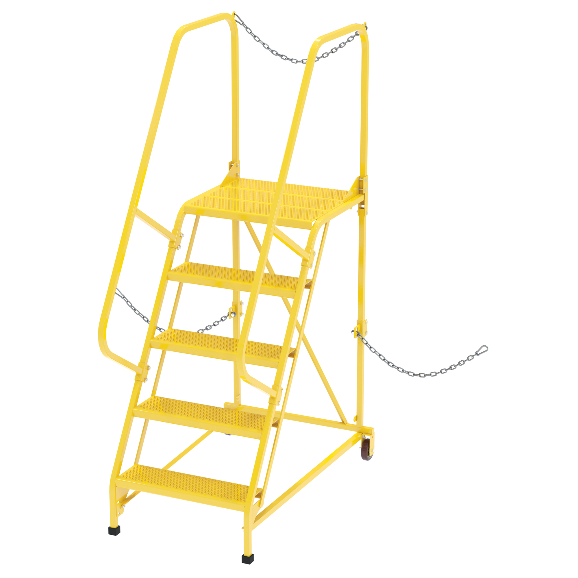 Vestil Semi-Trailer Access Ladder - 80in. Height, 5 Perforated Steps, Steel, Powder-Coated Yellow, Model# LAD-STAL-5-P-YL